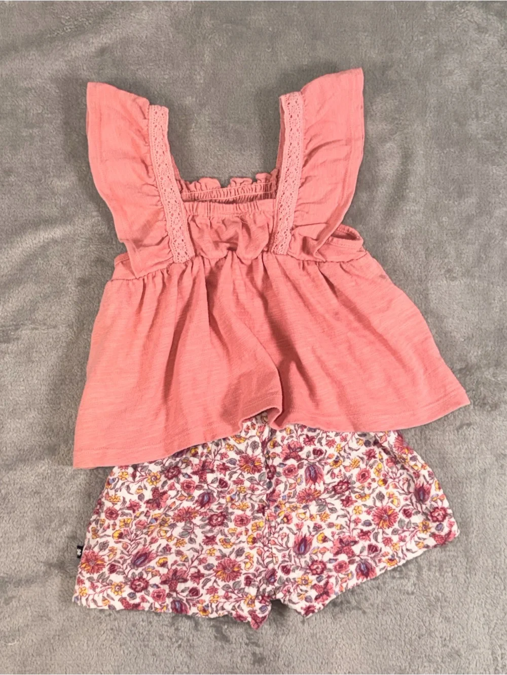 Lucky Brand Pink Peplum Top with Floral Shorts Set